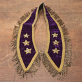 Lot 021 - Antique Purple Velvet Odd Fellows I.O.O.F. Sash Collar With Three Stars, Metal Fringe