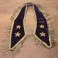 Lot 022 - Antique Purple Velvet Odd Fellows I.O.O.F. Sash Collar With Two Stars, Metal Fringe