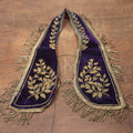 Lot 023 - Antique Purple Velvet Odd Fellows I.O.O.F. Sash Collar With Leaves Design, Metal Fringe, Note Heavy Wear