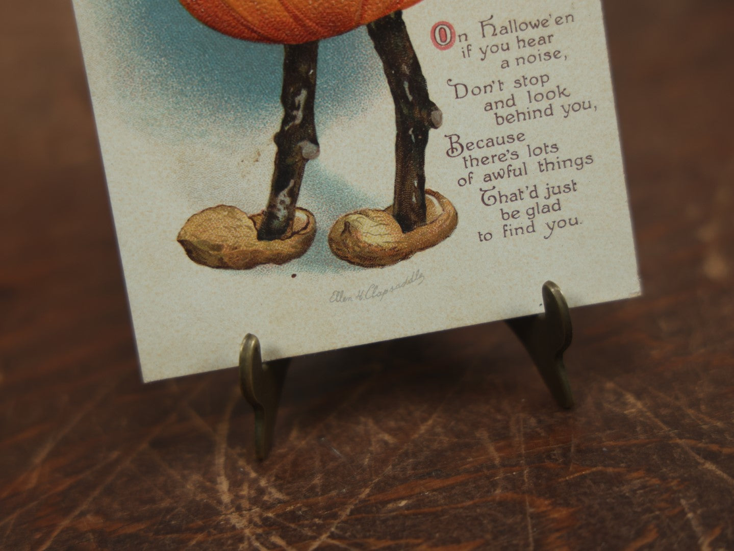 Lot 033 - Antique Embossed Halloween Postcard, Pumpkin Jack-O-Lantern Man, By Ellen Clapsaddle, "A Merry Halloween," Postmarked 1915, Printed In Germany, International Art Publishing Company, Series No. 1667