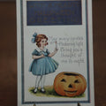 Lot 035 - Antique Embossed Halloween Postcard, "Hearty Halloween Greeting," Little Girl With Candles, Jack-O-Lantern Pumpkin, Writing, Dated 1920