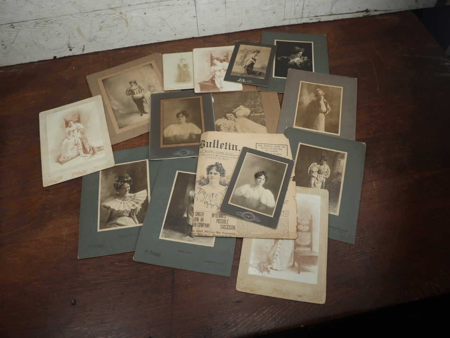 Lot 037 - Archive Collection Of Antique Cabinet Card And Boarded Photographs Of Actress May Gooch, Including Newspaper Write-Up, Fifteen Pieces