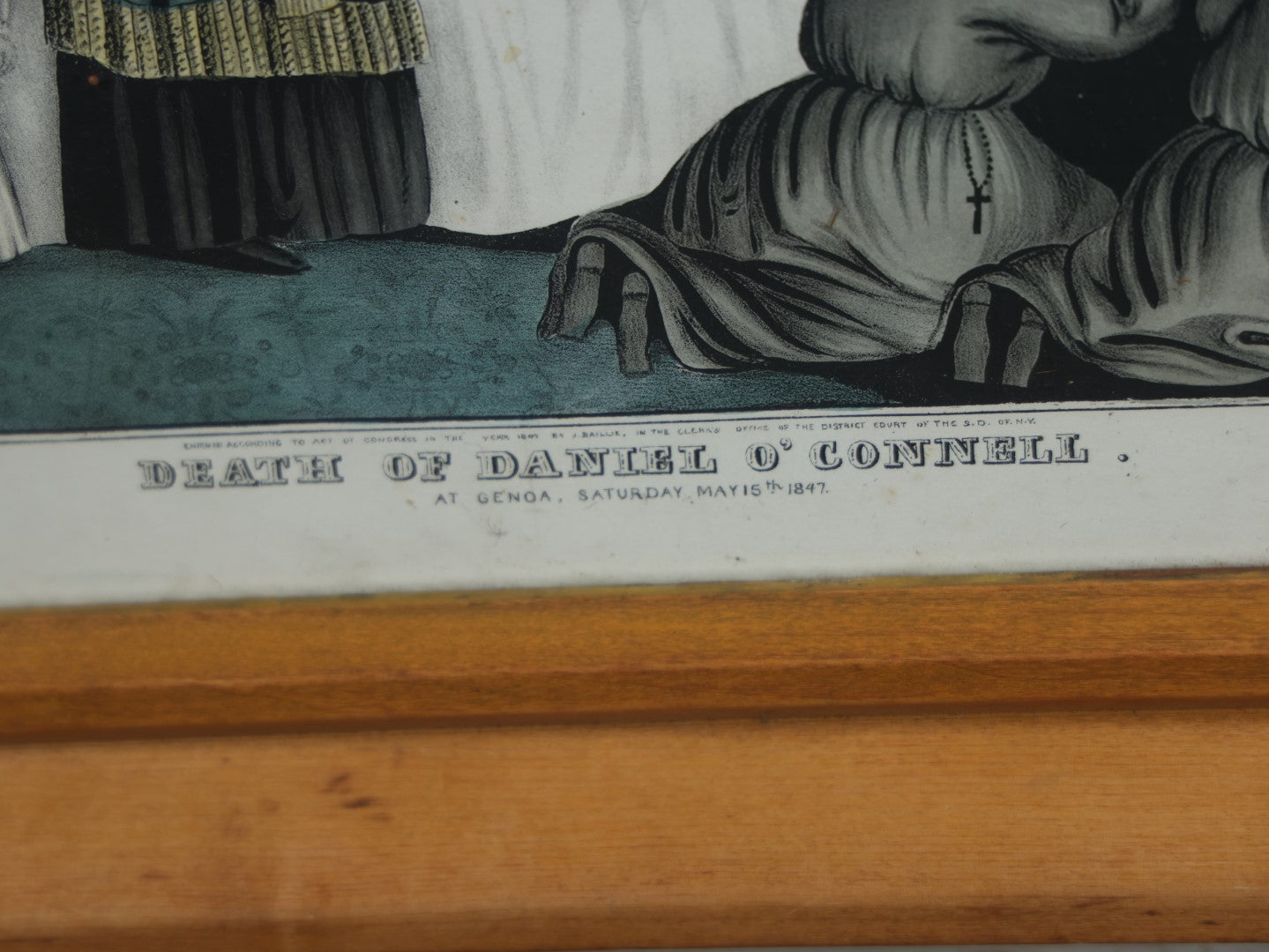 Lot 041 - Antique Hand Colored Lithograph Print, "Death Of Daniel O'Connell," 19th Irish Catholic Political Leader, Lithograph By J. Baillie 