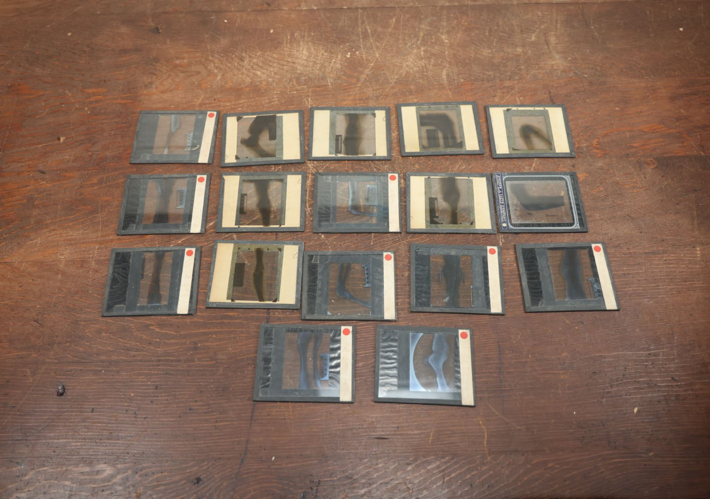 Lot 044 - Grouping Of Seventeen Antique Magic Lantern Slide X-Rays Of The Joints, Arms, Legs