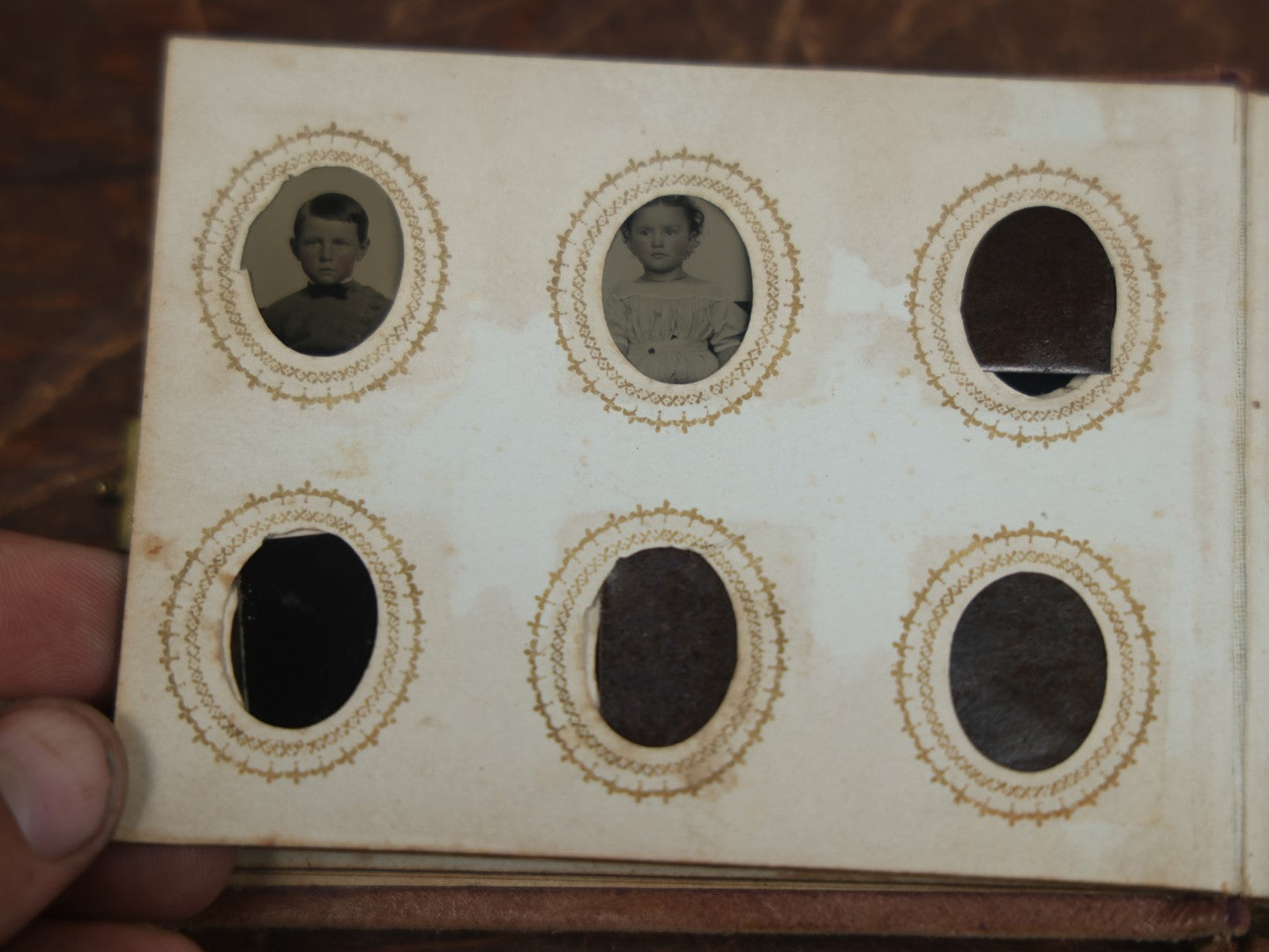 Lot 048 - Antique Gem Tintype Album Containing 44 Tintypes, Many Empty Pages