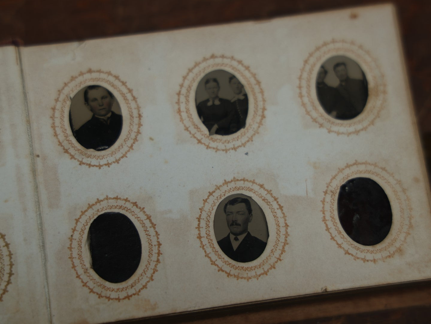 Lot 048 - Antique Gem Tintype Album Containing 44 Tintypes, Many Empty Pages