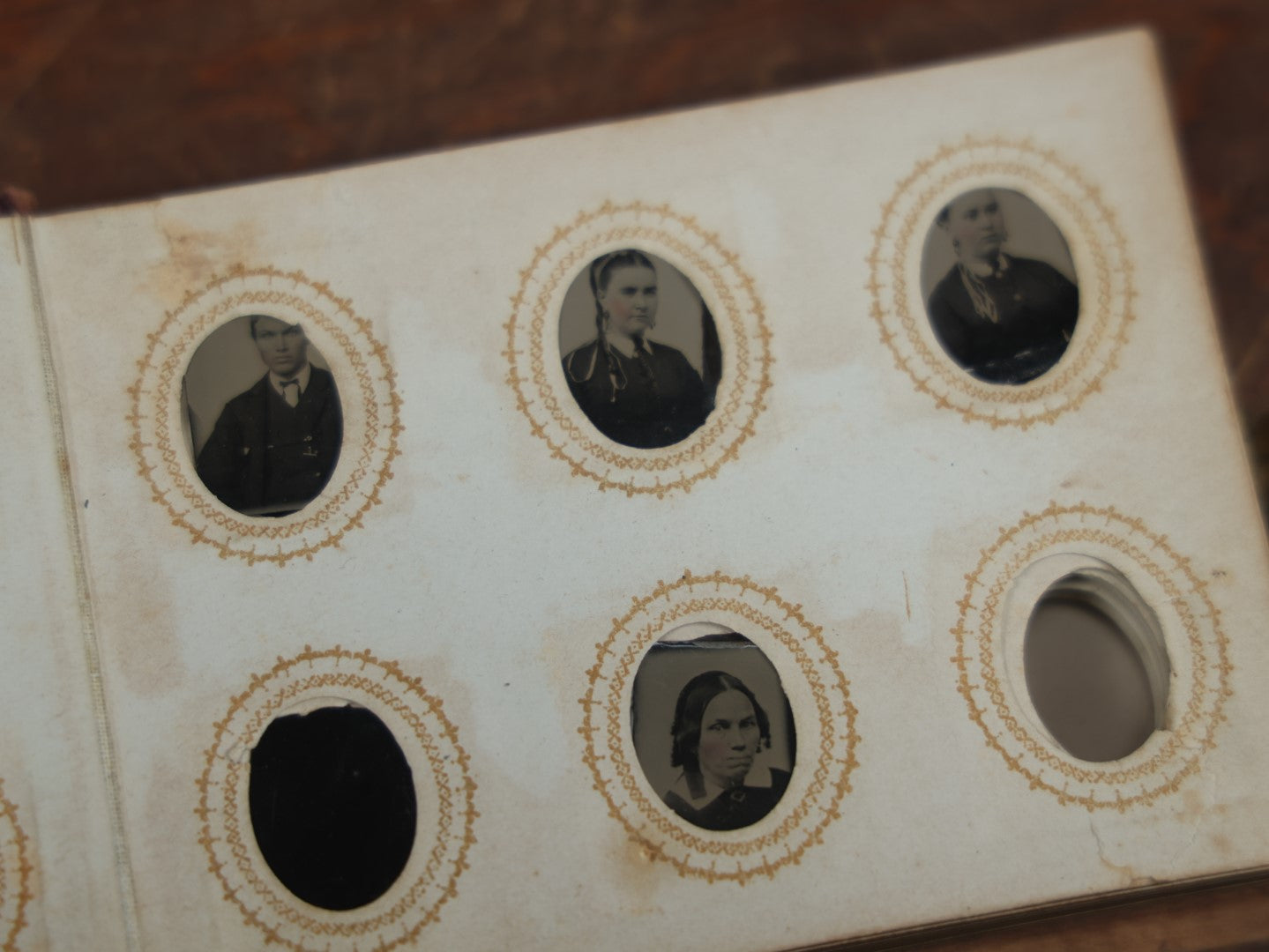 Lot 048 - Antique Gem Tintype Album Containing 44 Tintypes, Many Empty Pages