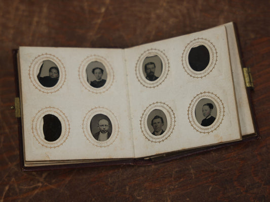 Lot 049 - Antique Gem Tintype Album Containing 35 Tintypes, Some Empty Pages