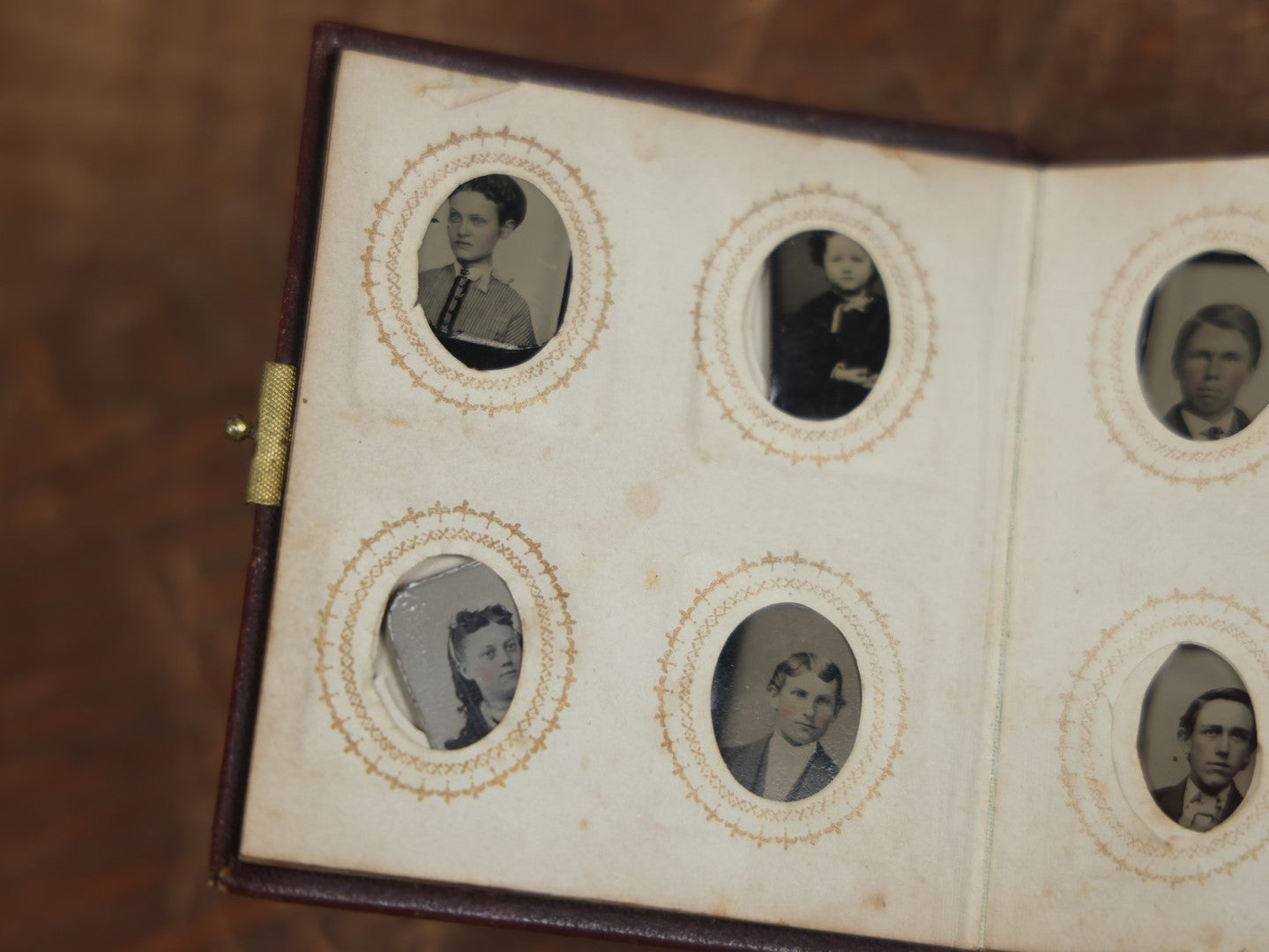 Lot 049 - Antique Gem Tintype Album Containing 35 Tintypes, Some Empty Pages