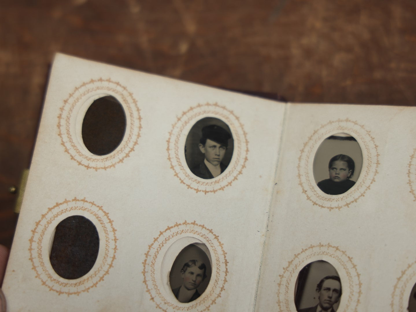 Lot 049 - Antique Gem Tintype Album Containing 35 Tintypes, Some Empty Pages