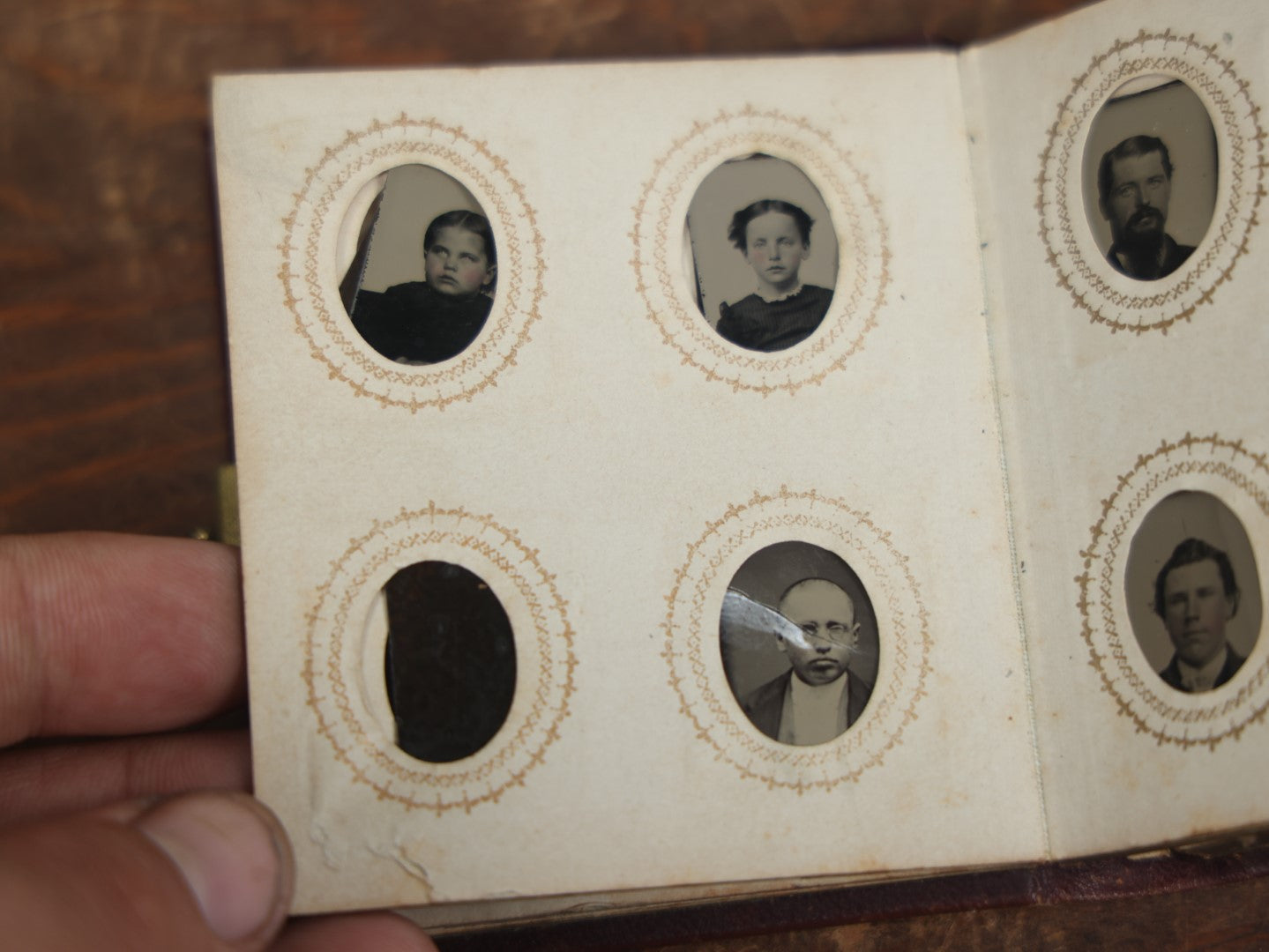 Lot 049 - Antique Gem Tintype Album Containing 35 Tintypes, Some Empty Pages