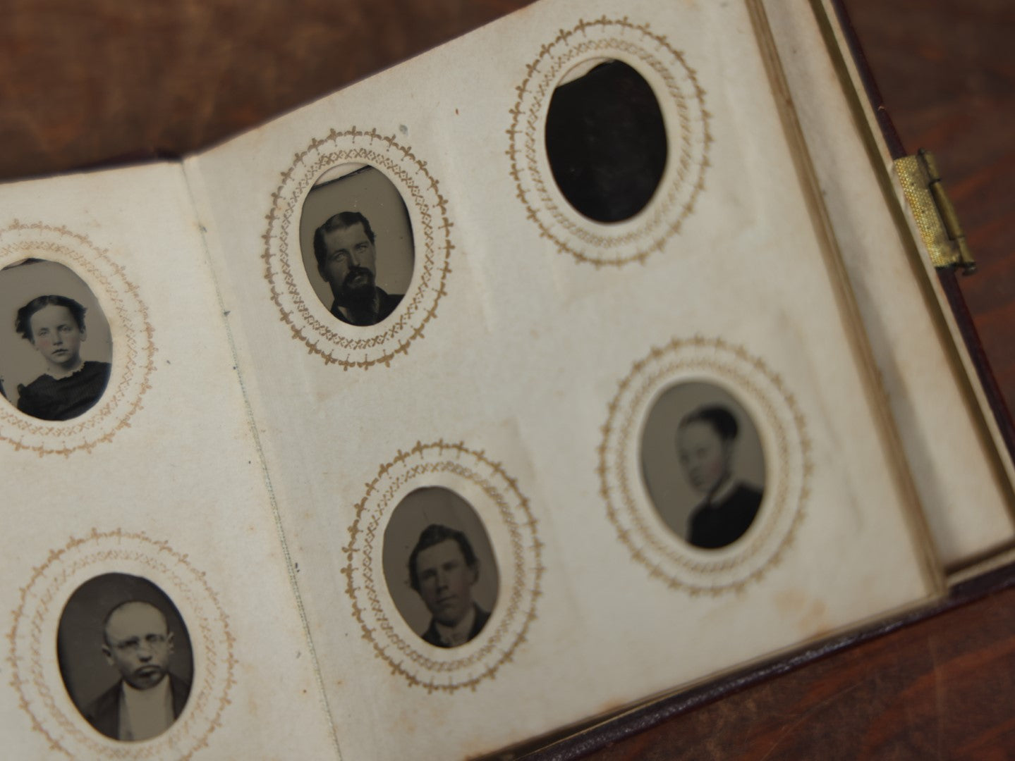 Lot 049 - Antique Gem Tintype Album Containing 35 Tintypes, Some Empty Pages