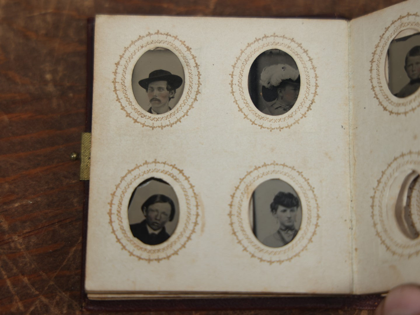 Lot 049 - Antique Gem Tintype Album Containing 35 Tintypes, Some Empty Pages