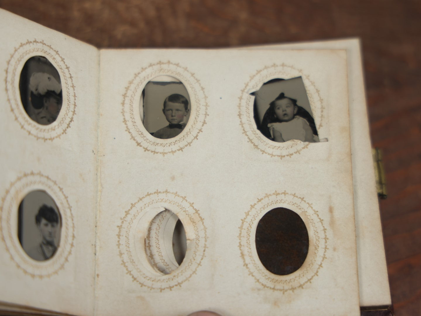 Lot 049 - Antique Gem Tintype Album Containing 35 Tintypes, Some Empty Pages