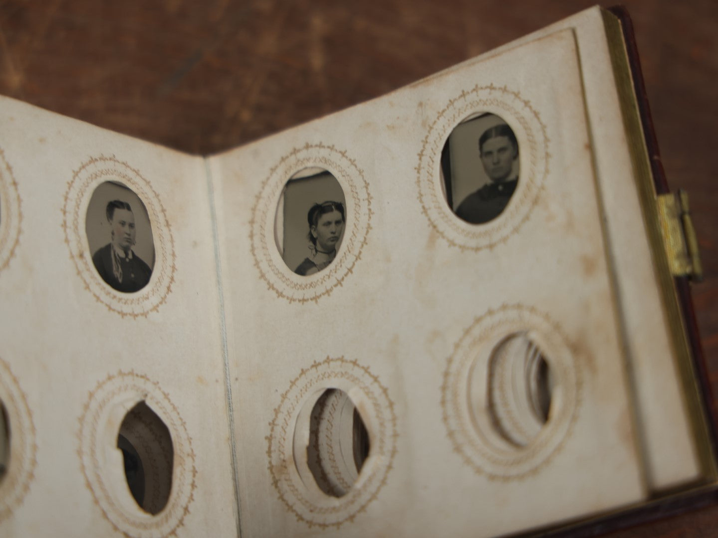 Lot 049 - Antique Gem Tintype Album Containing 35 Tintypes, Some Empty Pages