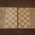 Lot 061 - Antique Wood Burned Pyrography Flemish Art Checkers, Chess, And Backgammon Travel Game Board