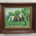 Lot 064 - Antique Chromolithograph Print Of Wild Buffalo Bill And Horse, In Deep Wood Frame