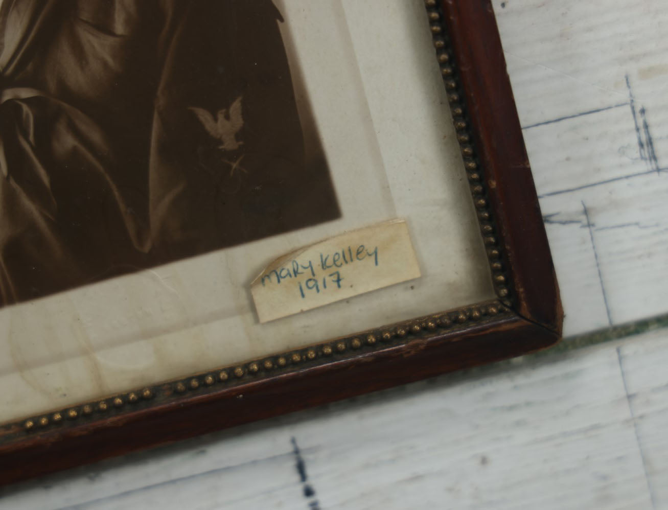 Lot 065 - Antique Photo Of Pretty Young Woman In Navy Sailor's Outfit, Sticker Identifies Her As Mary Kelley, 1917