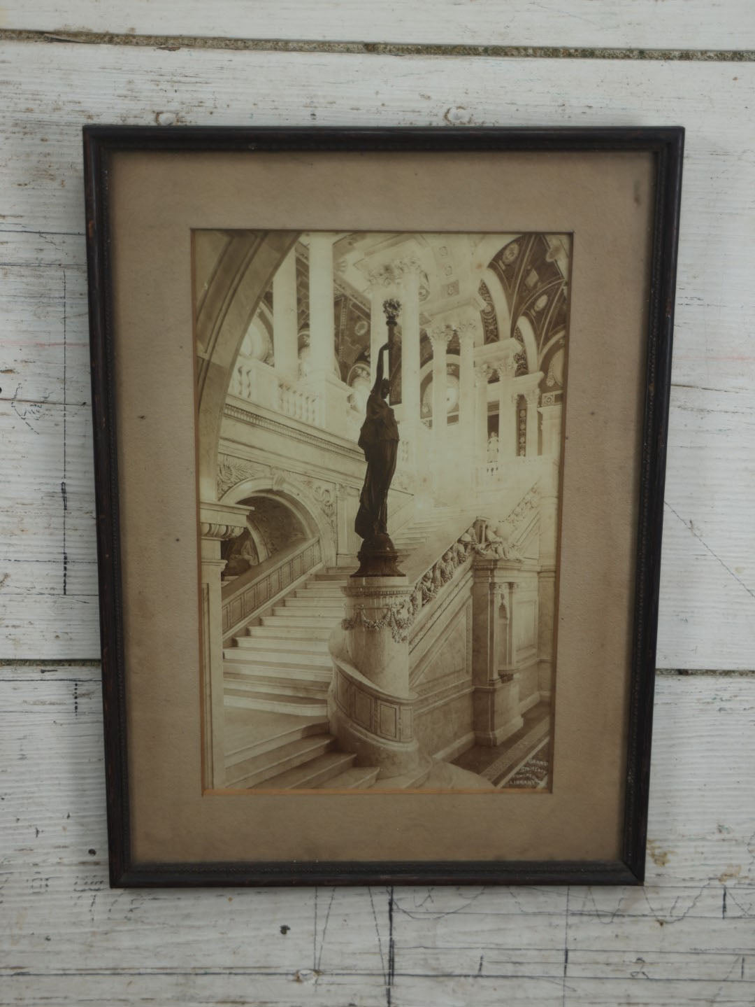 Lot 066 - Antique Framed Photograph Of The Grand Staircase Of The Congressional Library, Washington, D.C., From Harry Yerger's Art Shop, Wilmington, Delaware