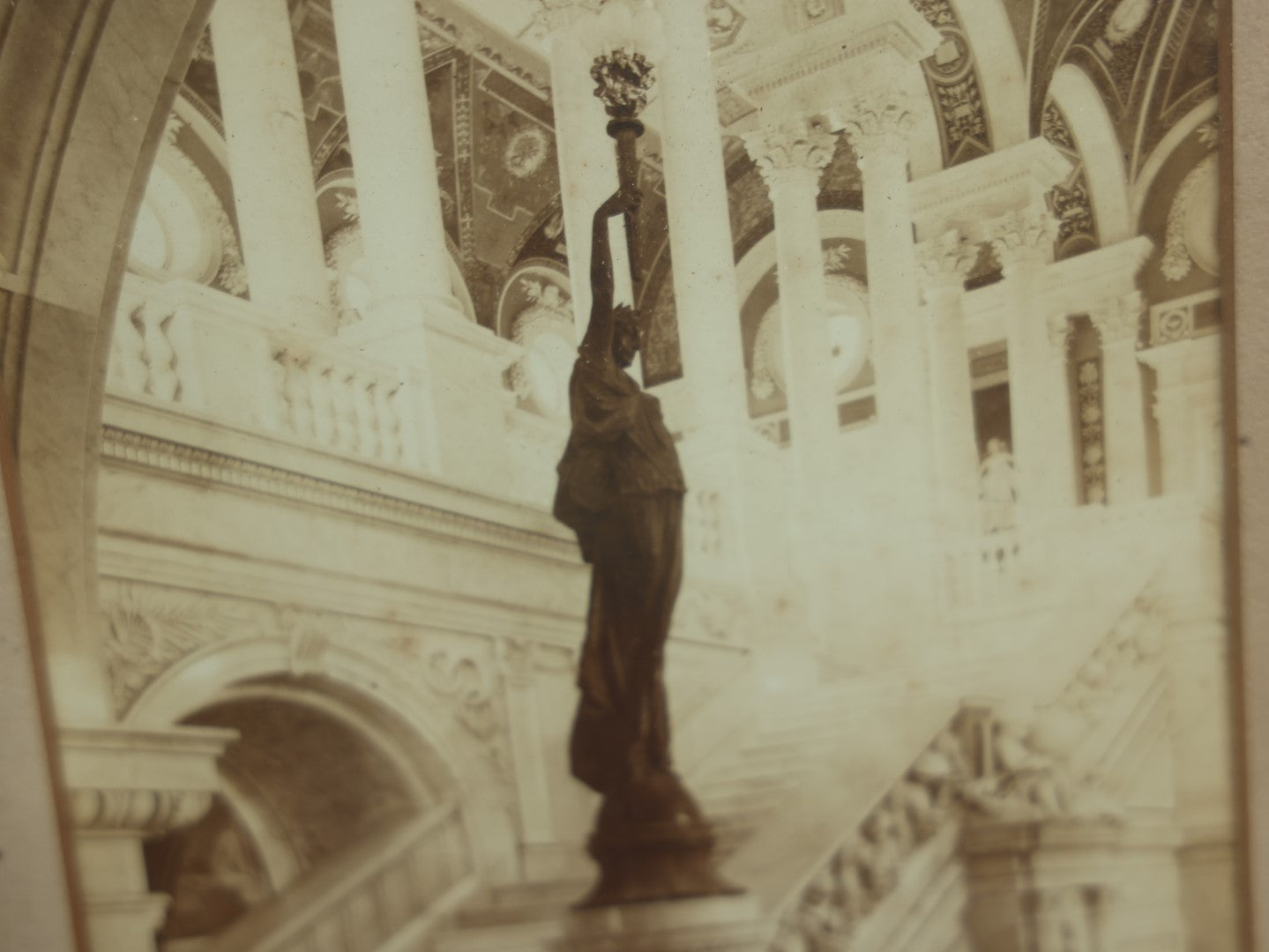 Lot 066 - Antique Framed Photograph Of The Grand Staircase Of The Congressional Library, Washington, D.C., From Harry Yerger's Art Shop, Wilmington, Delaware