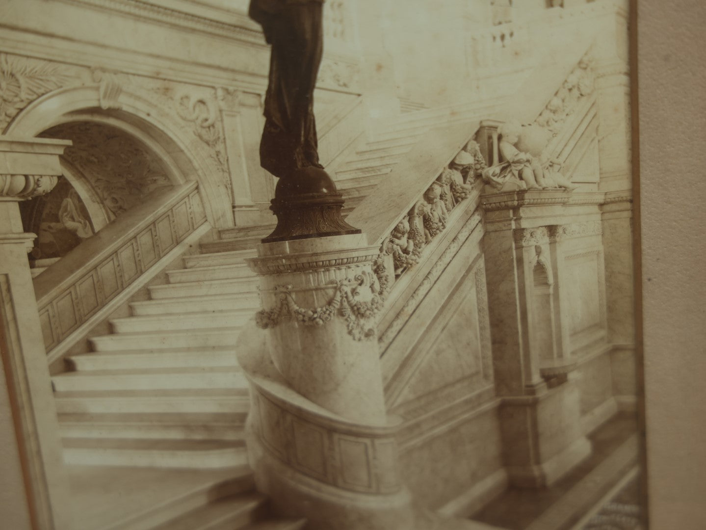 Lot 066 - Antique Framed Photograph Of The Grand Staircase Of The Congressional Library, Washington, D.C., From Harry Yerger's Art Shop, Wilmington, Delaware