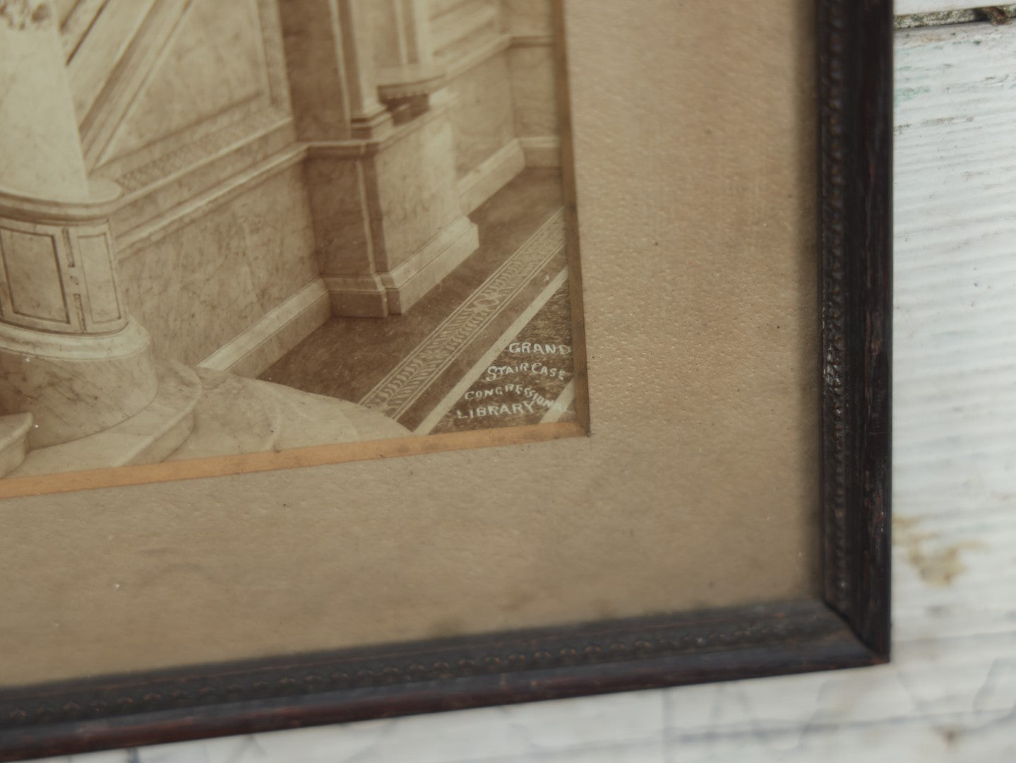 Lot 066 - Antique Framed Photograph Of The Grand Staircase Of The Congressional Library, Washington, D.C., From Harry Yerger's Art Shop, Wilmington, Delaware