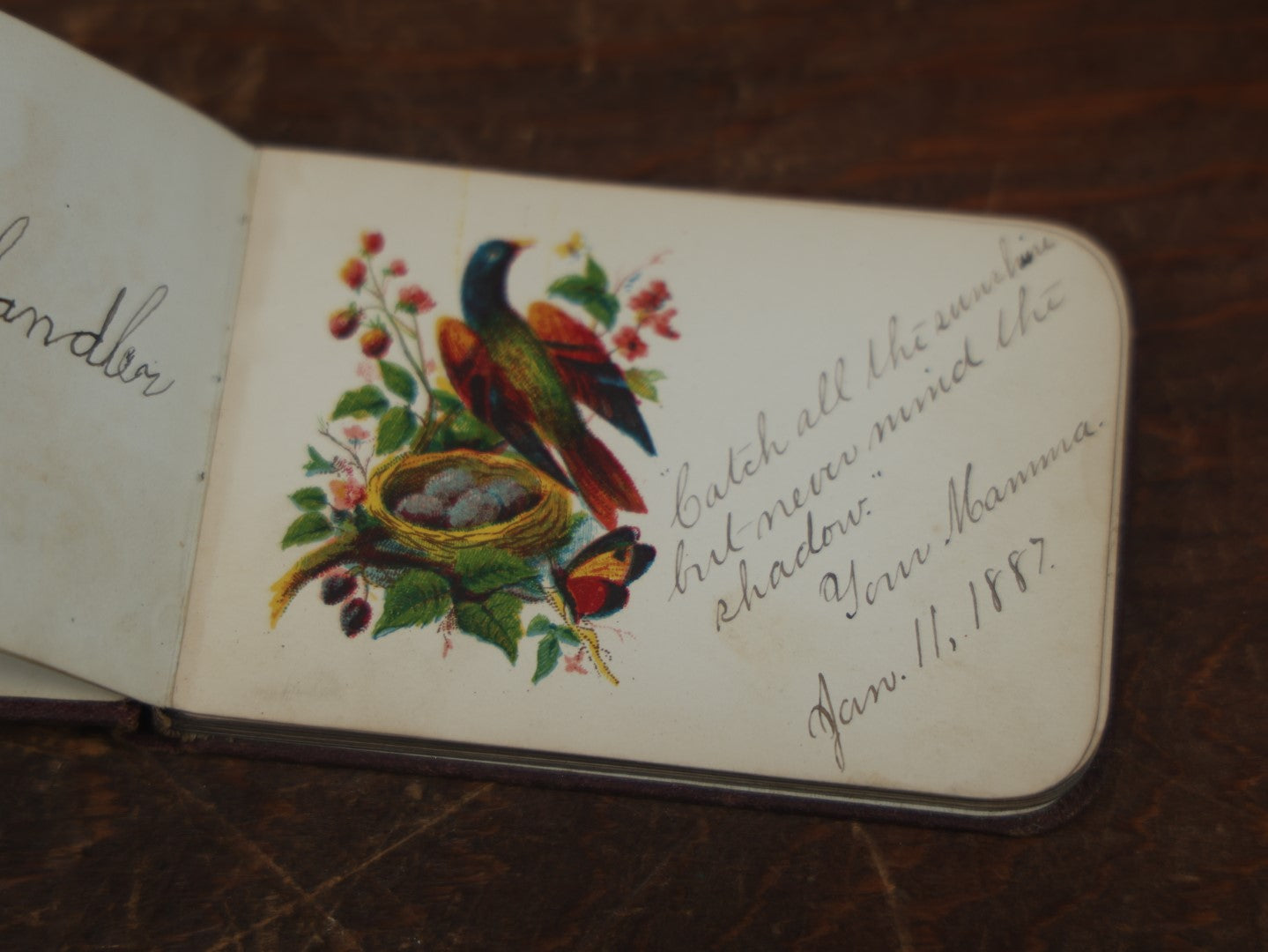 Lot 069 - Antique Victorian Autograph Album, Circa 1885, With Signatures, Die-Cuts, Lithos