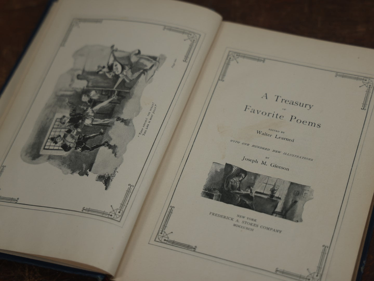 Lot 073 - "A Treasury Of Favorite Poems" Edited By Walter Learned With 100 Illustrations By Joseph M. Gleeson, Antique Book, 1892 