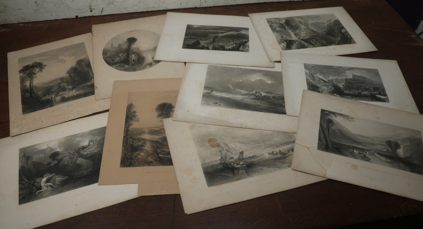 Lot 075 - Grouping Of Ten Antique Engraving Prints, Unframed, Including Many Of Mythological Gods And Goddesses, Apollo, Daphne, Mercury, Fishing And Boating Prints, And More 