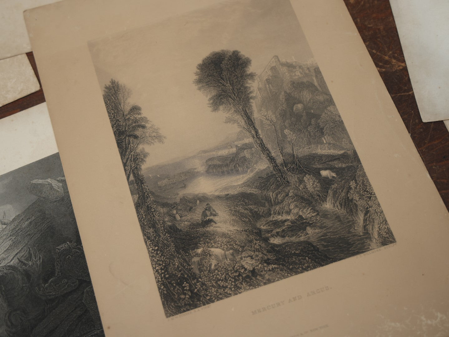 Lot 075 - Grouping Of Ten Antique Engraving Prints, Unframed, Including Many Of Mythological Gods And Goddesses, Apollo, Daphne, Mercury, Fishing And Boating Prints, And More 