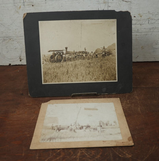 Lot 077 - Pair Of Antique Boarded Occupational Photographs Of Field Hands, Farm Equipment