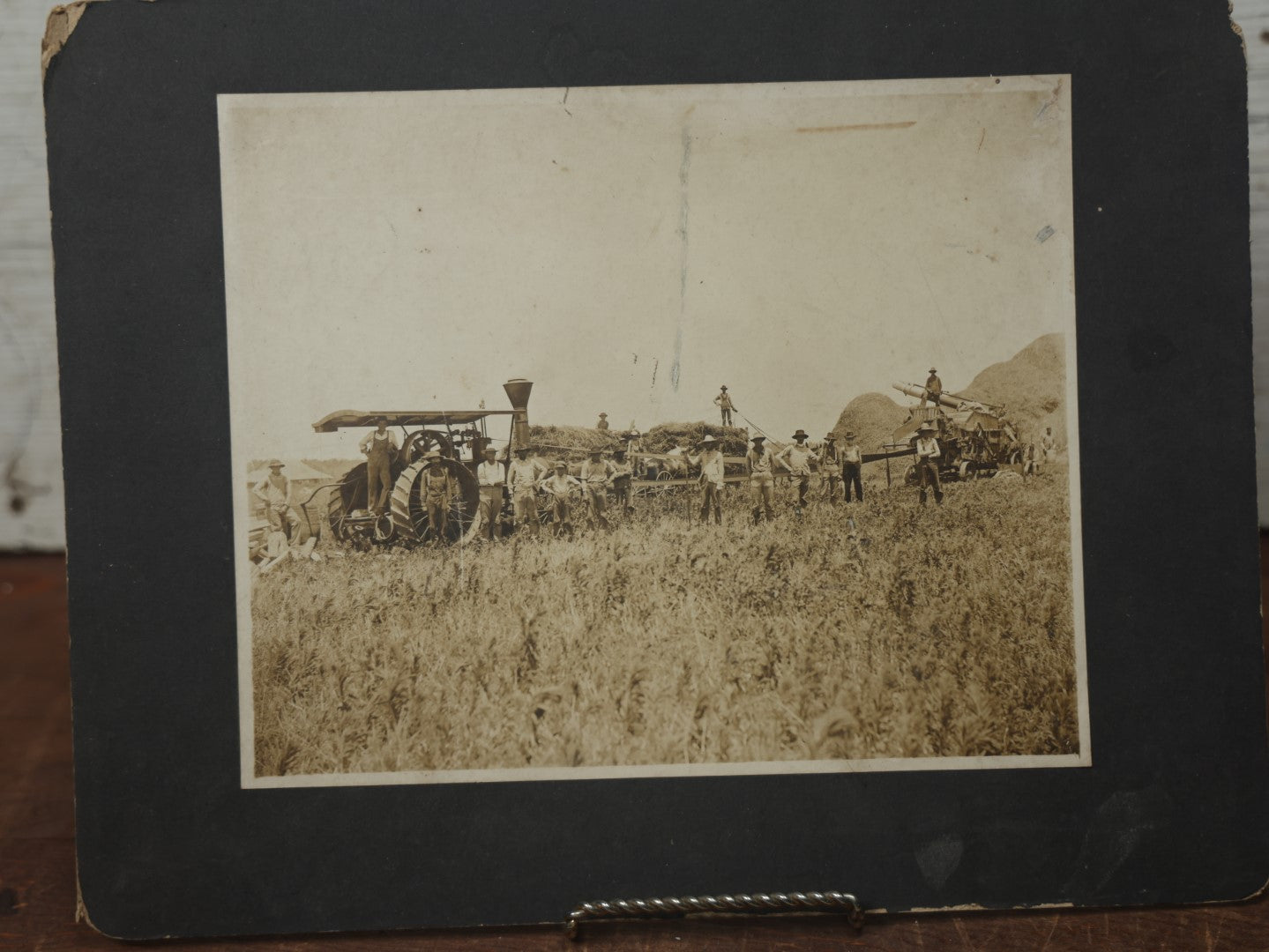 Lot 077 - Pair Of Antique Boarded Occupational Photographs Of Field Hands, Farm Equipment