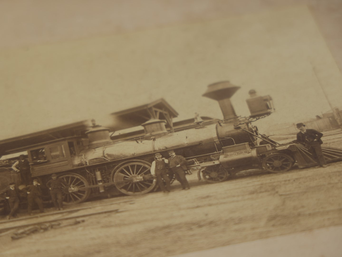 Lot 078 - Grouping Of Three Antique Boarded Photos Of Railroad Workers, Trains, Locomotives, Including New Orleans And Tennessee Railroad And More