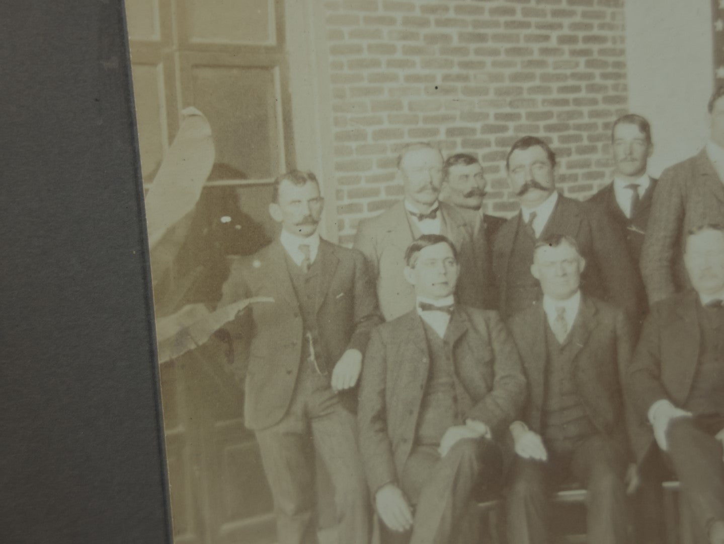 Lot 079 - Antique Boarded Photo Of A Group Of Men In Front Of A 45 Star American Flag