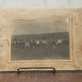 Lot 082 - Antique  Boarded Photograph Of A Group Of People In A Tall Grass Field, One Man Holding Pained Banner