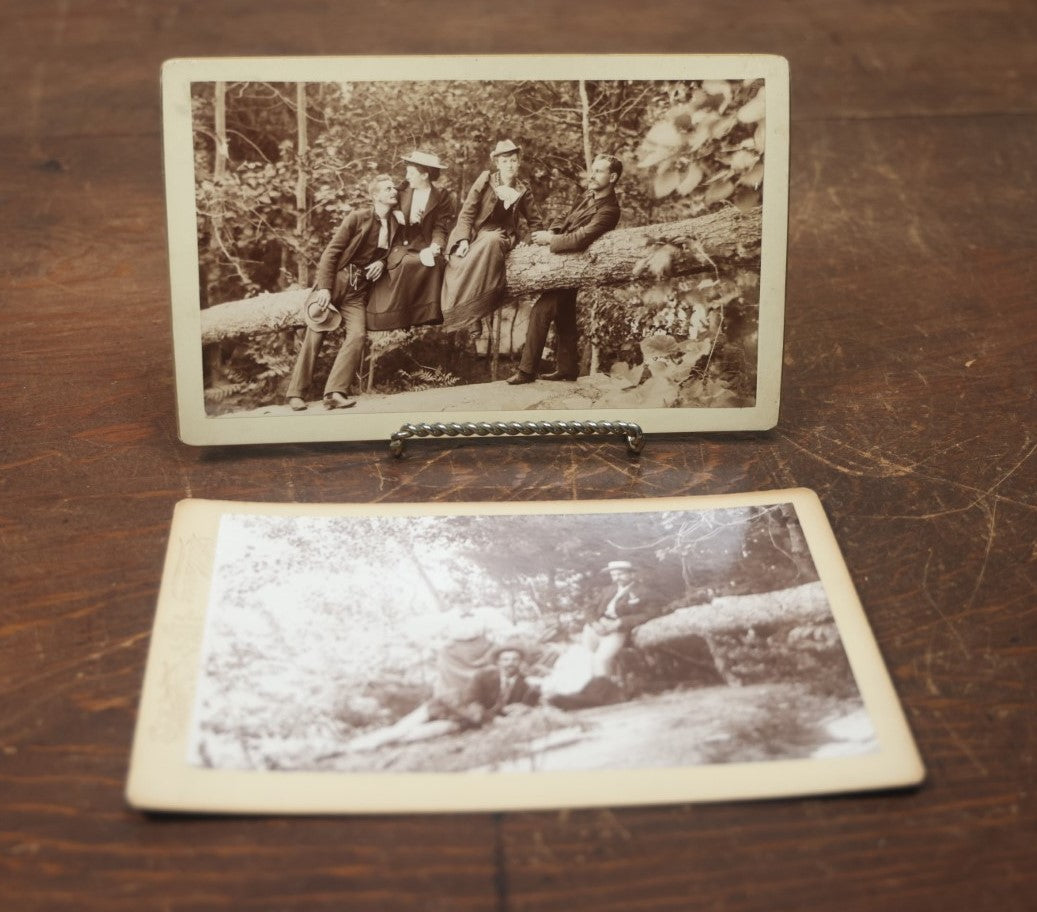 Lot 083 - Pair Of Large Size Antique Cabinet Card Photographs Of Men And Women In The Woods