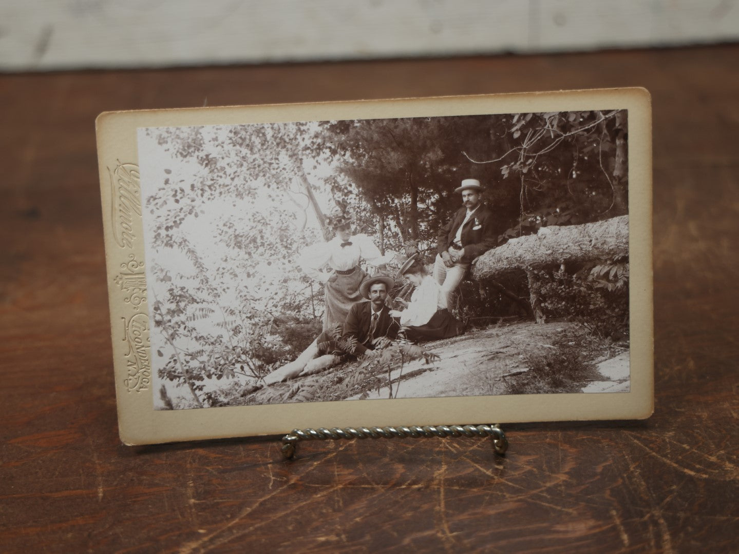 Lot 083 - Pair Of Large Size Antique Cabinet Card Photographs Of Men And Women In The Woods