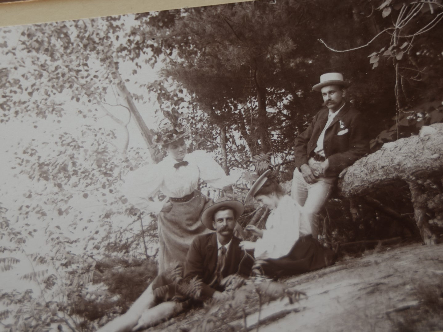 Lot 083 - Pair Of Large Size Antique Cabinet Card Photographs Of Men And Women In The Woods