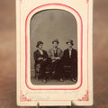Lot 088 - Antique Single Tintype Photograph Of Three Men In Hats, Identified