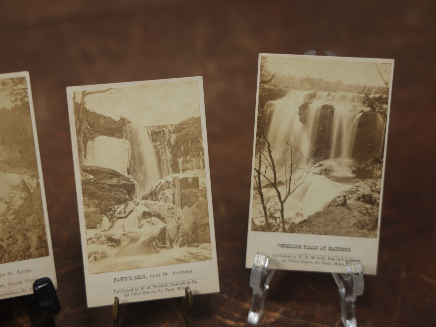 Lot 092 - Grouping Of Seven Antique Carte De Visite C.D.V. Photographs And Paper Mat, Including Waterfall And Nature Scenes, Lulu Pryor 