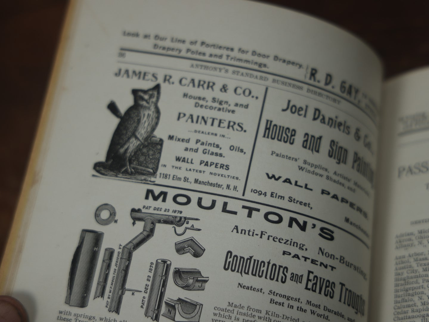 Lot 093 - Antique 1896-1897 Anthony Business Directory For Manchester And Concord, New Hampshire, With Advertisement For F.L. Wallace & Co., Undertakers, Embalmers, And Funeral Directors, With Horse Drawn Hearse On Cover