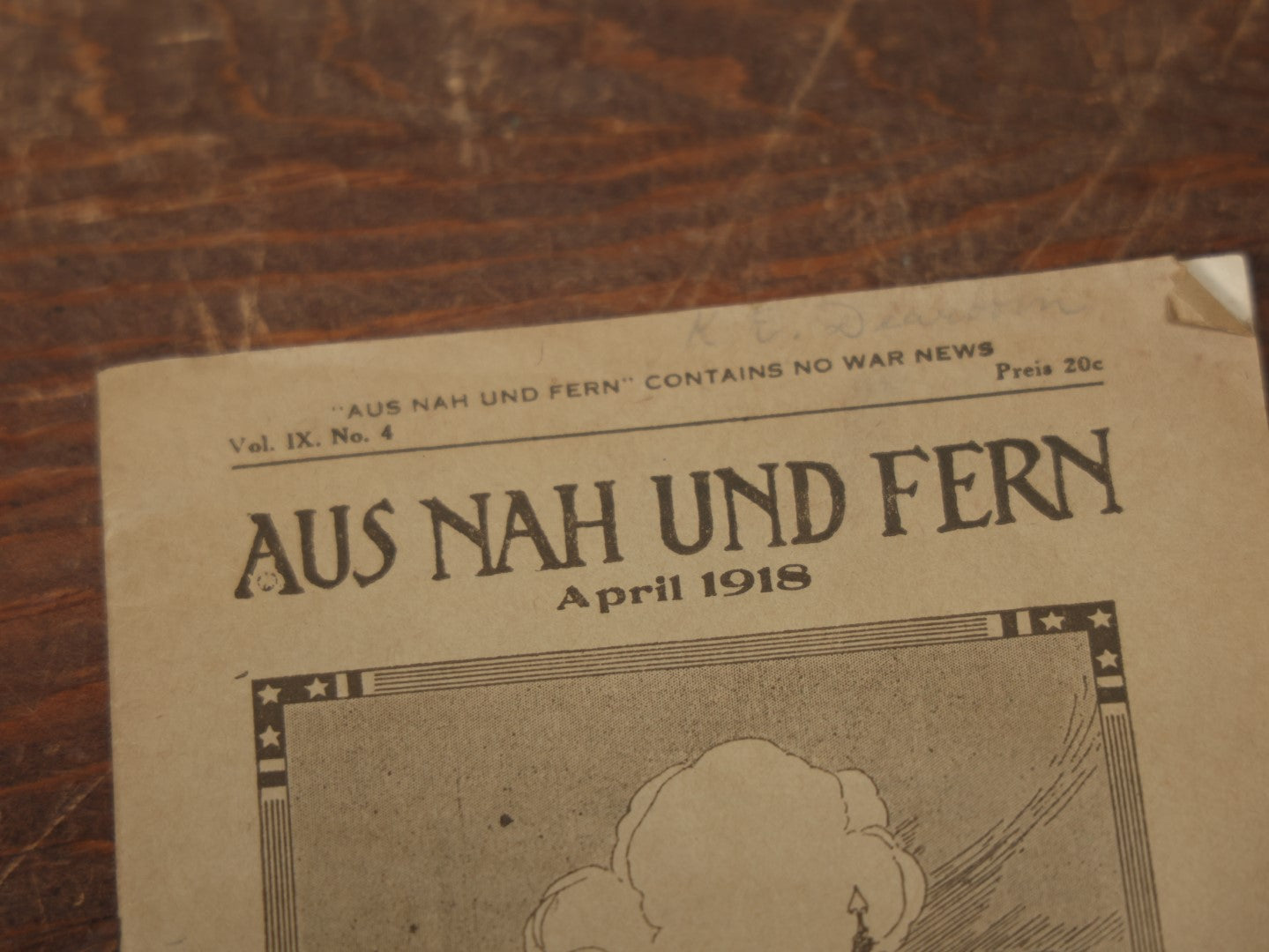 Lot 098 - Antique World War One Era German-American War News Booklet, "From Near And Far," April 1918