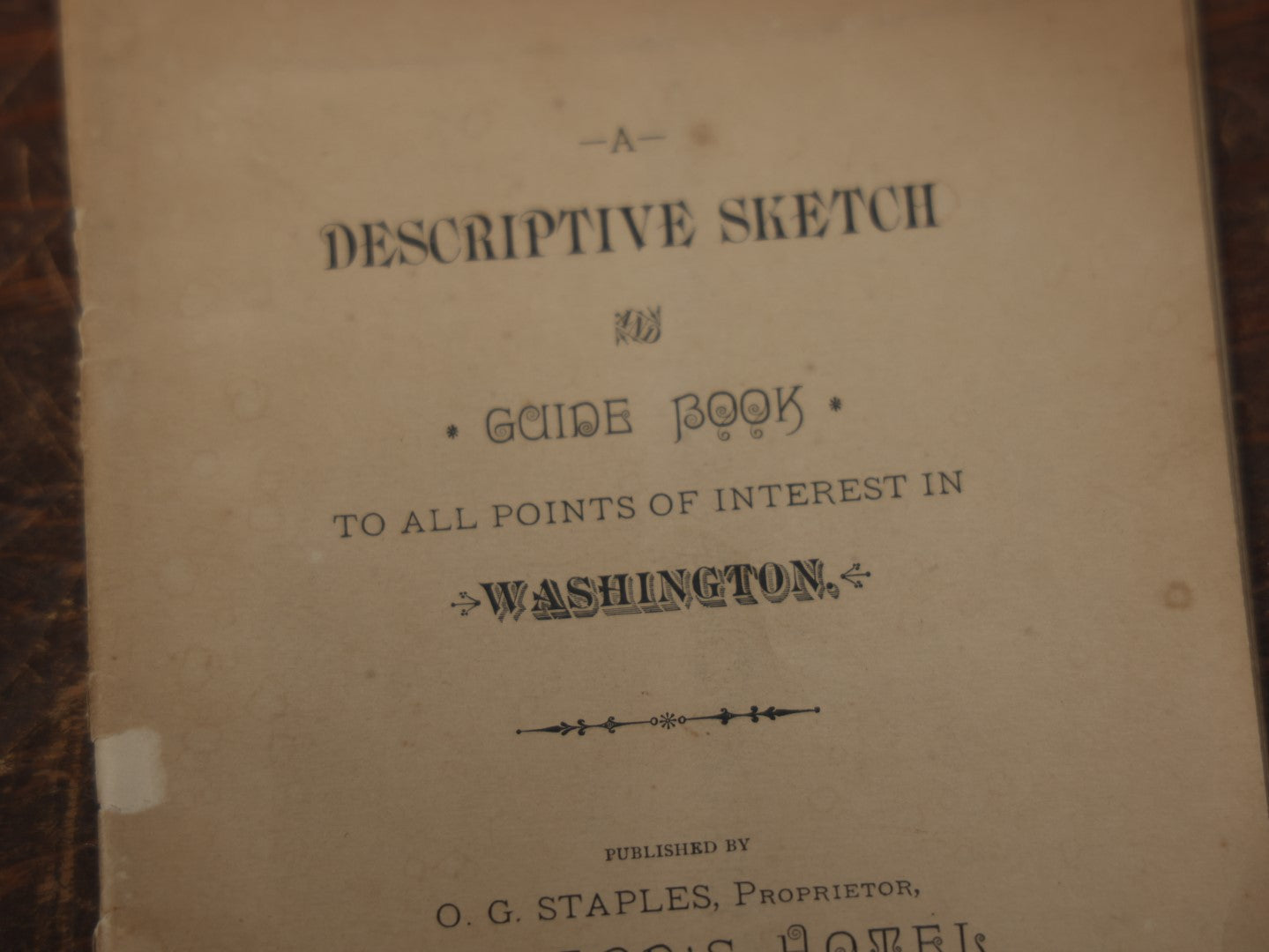 Lot 100 - A Descriptive Sketch, A Guide Book To All Points Of Interest In Washington, D.C., Published By O.G. Staples, Willard's Hotel