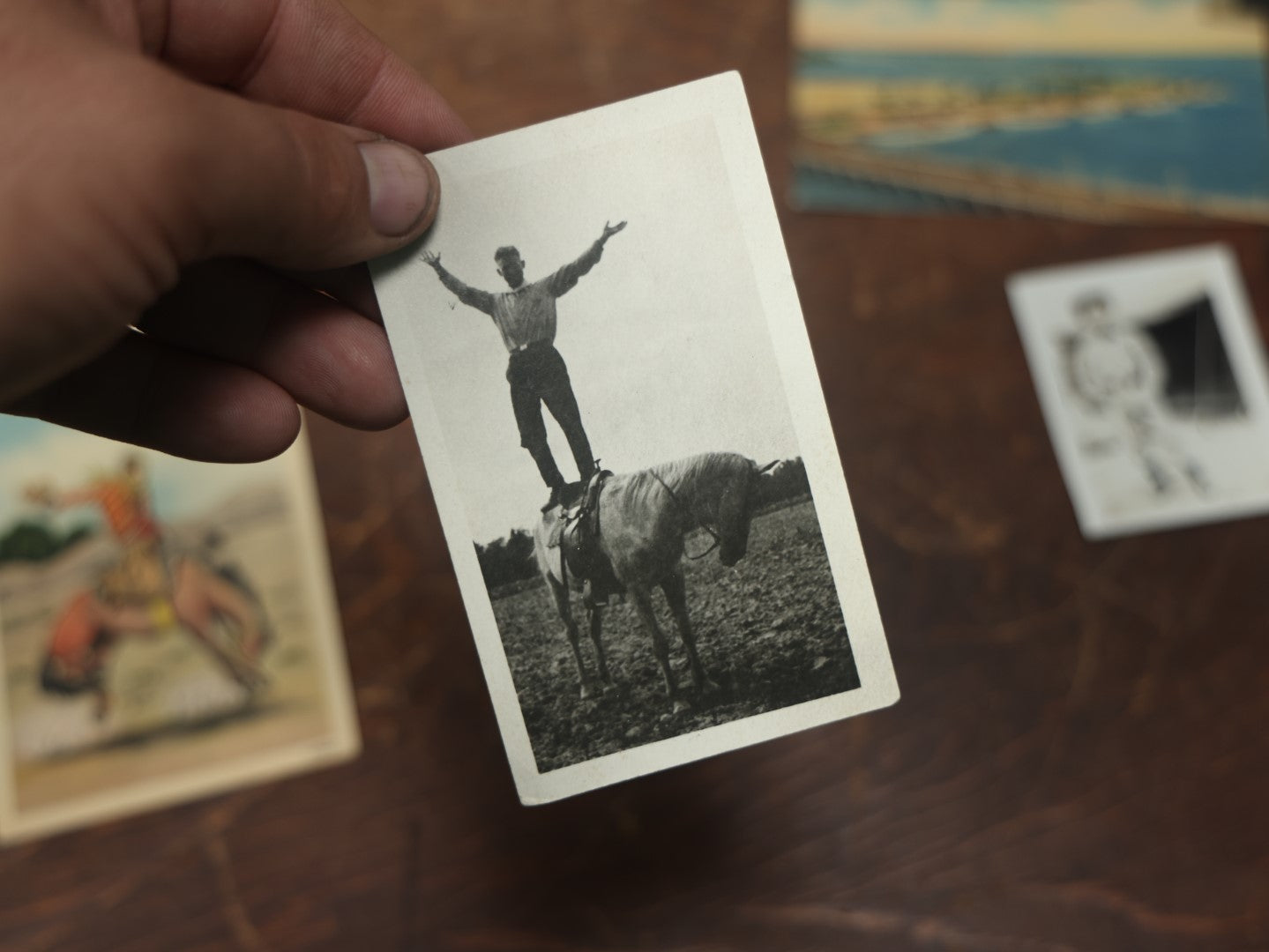 Lot 101 - Misc. Ephemera Grouping With Three Postcards, Including Texas, Two Snapshots Of Cowboys, And Three Negatives Of Interesting Scenes, Old West