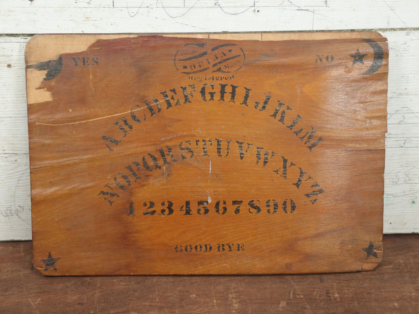 Lot 003 - Antique Late 19th Century Wooden Ouija Board Talking Spirit Board, Circa 1893, Note Heavy Wear, Deterioration, And Losses