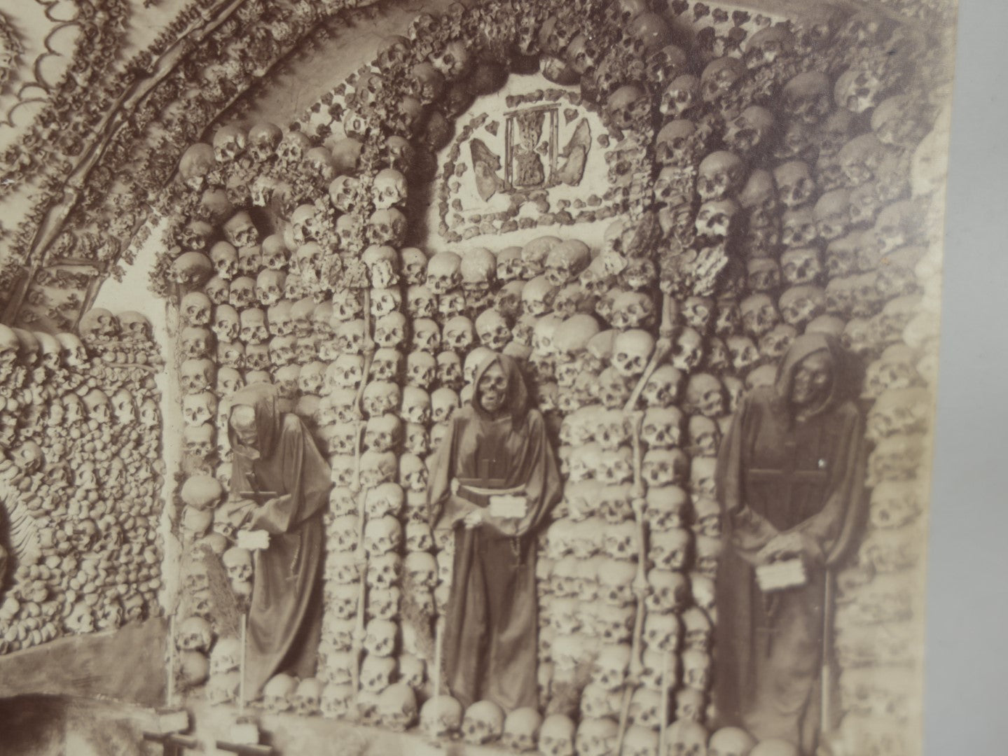 Lot 005 - Early Photograph Of The "Bone Chapel," The Crypt Of Capuchin Friars, Ossuary, In Rome, Italy, Framed, No Glass