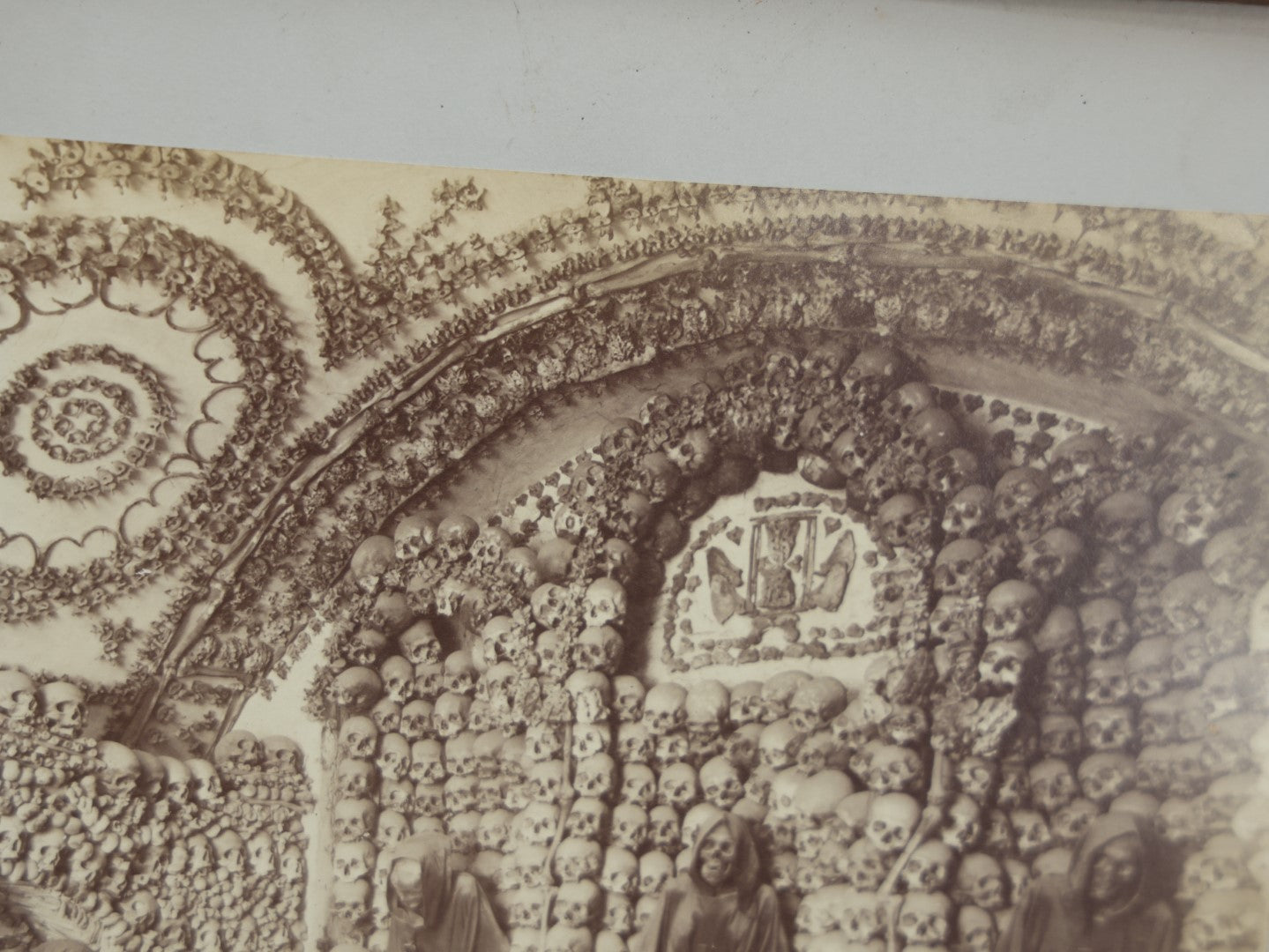 Lot 005 - Early Photograph Of The "Bone Chapel," The Crypt Of Capuchin Friars, Ossuary, In Rome, Italy, Framed, No Glass