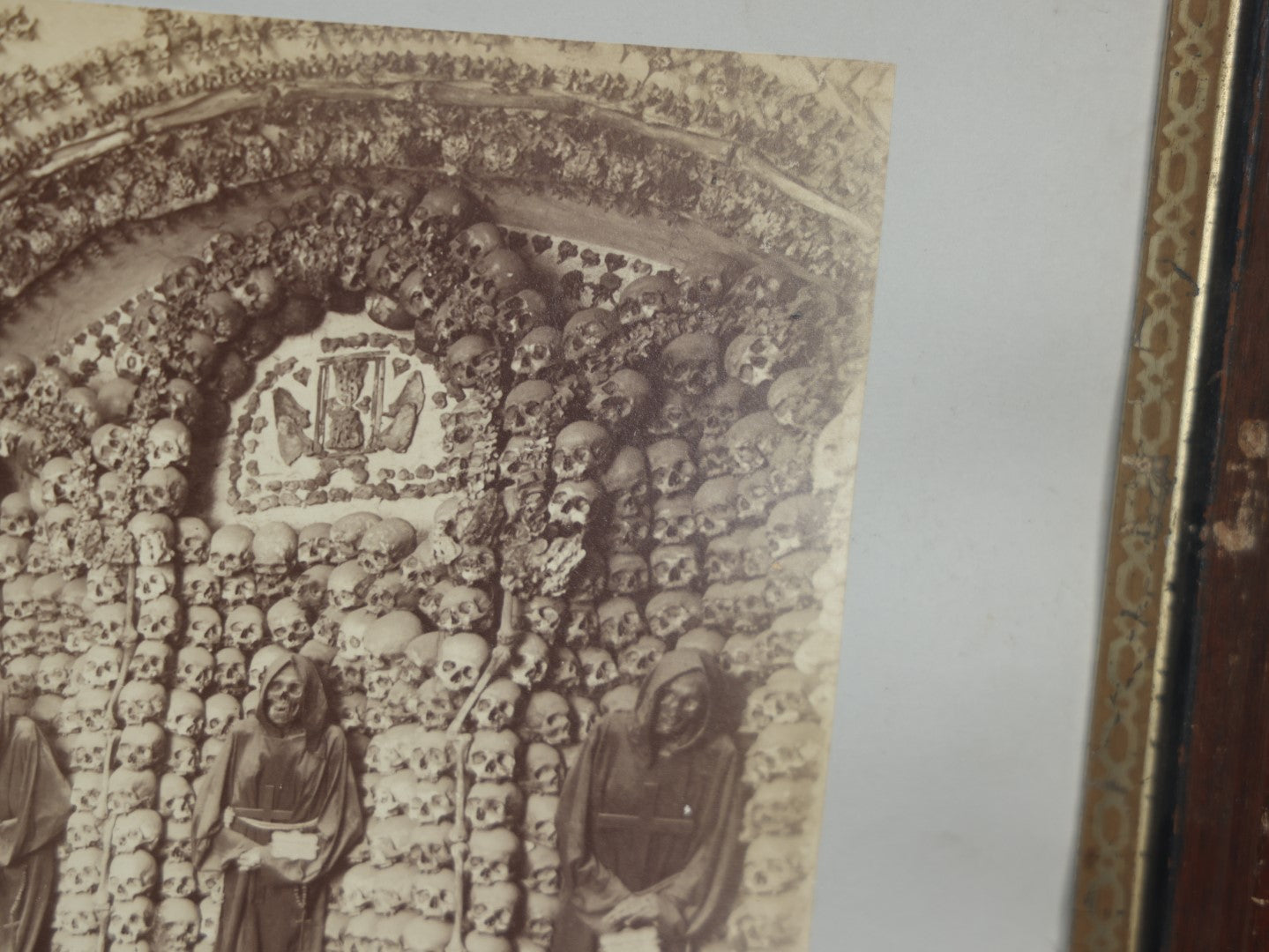 Lot 005 - Early Photograph Of The "Bone Chapel," The Crypt Of Capuchin Friars, Ossuary, In Rome, Italy, Framed, No Glass