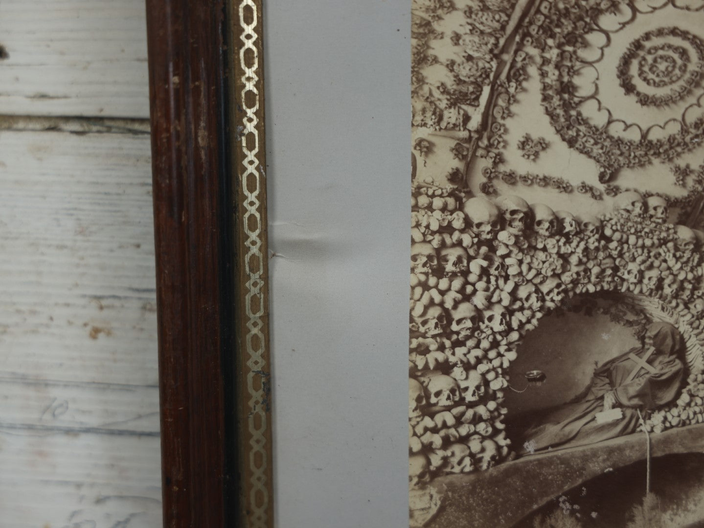 Lot 005 - Early Photograph Of The "Bone Chapel," The Crypt Of Capuchin Friars, Ossuary, In Rome, Italy, Framed, No Glass