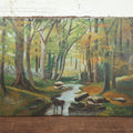 Lot 006 - Antique Oil On Canvas Painting Titled "Autumn's Various Tinges" Painted By Fred F. Abbott, January, 1926, Given To Police Officer Mr. Orin L. Mayo
